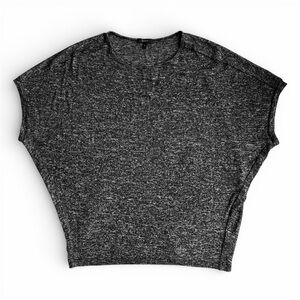 Quince Women Brushed Short Sleeve Lounge Tee Large Top Charcoal Batwing Soft